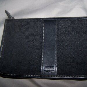 Authentic Coach Brand Black Leather Clutch, Small Pouch, Light Use, Excellent